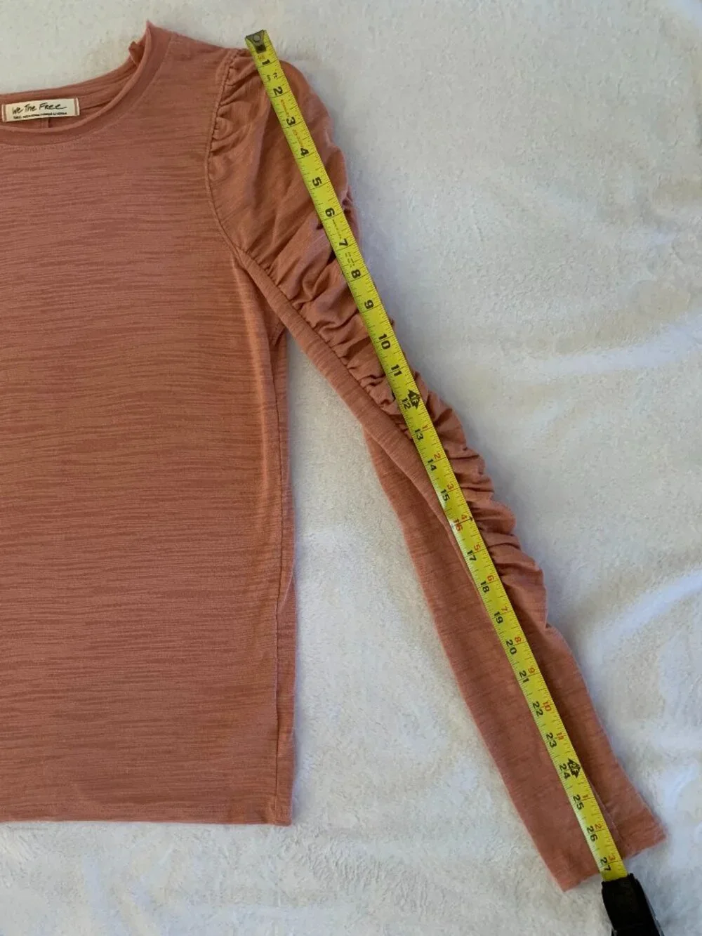 Free People We The Free Natasha Ruched Slub Tee Blush Pink Top S